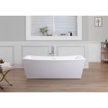 Terra 70" Free Standing Acrylic Soaking Tub with Center Drain, Drain Assembly, and Overflow - Includes Tub Filler