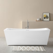 Terra 70" Free Standing Acrylic Soaking Tub with Center Drain, Drain Assembly, and Overflow