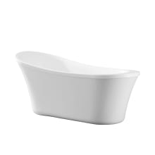 Ruby 65" Freestanding Acrylic Soaking Tub with Reversible Drain, Drain Assembly, and Overflow