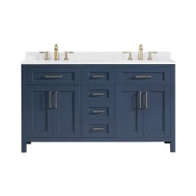 Tahoe 60" Free Standing Double Basin Vanity Set with Cabinet and Cultured Marble Vanity Top