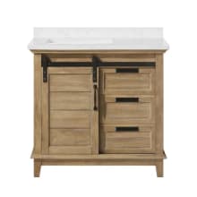 Edenderry 36" Free Standing Single Basin Vanity Set with Wood Cabinet, Cultured Marble Vanity Top, and Power Bar