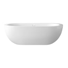 Serenity 71-1/4" Free Standing Acrylic Soaking Tub with Center Drain, Drain Assembly, and Overflow