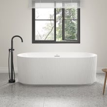 Faye 67" Free Standing Acrylic Soaking Tub with Rear Drain, Drain Assembly, and Overflow