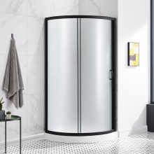 Breeze 77-15/16" High x 32-11/16" Wide x 32-11/16" Deep Sliding Framed Shower Enclosure with Frosted Glass Glass