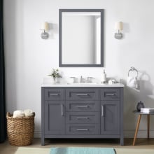 Tahoe 48" Free Standing Single Basin Vanity Set with Cabinet, Marble Vanity Top and Framed Mirror