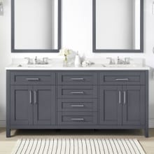 Tahoe 72" Free Standing Double Basin Vanity Set with Cabinet, Marble Vanity Top and Framed Mirrors