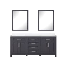 Tahoe 72" Free Standing Double Basin Vanity Set with Cabinet, Marble Vanity Top and Framed Mirrors