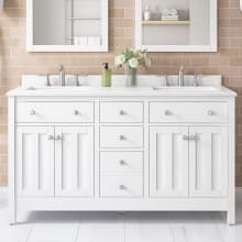 Newcastle 60" Free Standing Double Basin Vanity Set with Cabinet and Engineered Marble Vanity Top