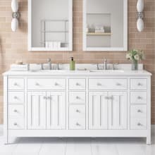 Newcastle 72" Free Standing Double Basin Vanity Set with Cabinet and Engineered Marble Vanity Top