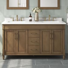 Salisbury 60" Free Standing Double Basin Vanity Set with Cabinet and Engineered Marble Vanity Top