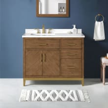 Diya 42" Free Standing Single Basin Vanity Set with Cabinet and Engineered Stone Vanity Top