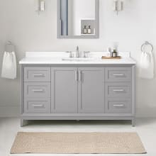 Maverick 60" Free Standing Single Basin Vanity Set with Cabinet and Engineered Stone Vanity Top