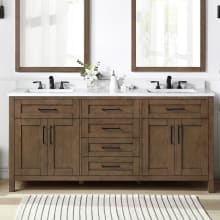 Tahoe 72" Free Standing Double Basin Vanity with Wood Cabinet and Marble Vanity Top