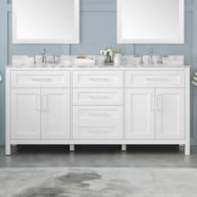 Tahoe 72" Free Standing Double Basin Vanity Set with Cabinet and Carrara Marble Vanity Top