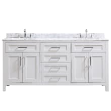 Tahoe 72" Free Standing Double Basin Vanity Set with Cabinet and Carrara Marble Vanity Top