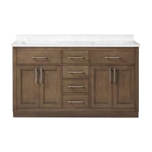 Athea 60" Free Standing Double Basin Vanity with Wood Cabinet and Engineered Stone Vanity Top