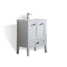Andora 24" Free Standing Single Vanity Set with Wood Cabinet and Ceramic Vanity Top