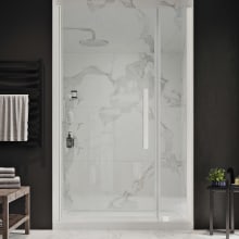 Endless 72" High x 36" Wide Hinged Semi Frameless Shower Enclosure with Clear Glass and Shower Base