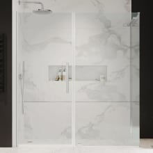 Endless 72" High x 57-13/16" Wide x 34-1/2" Deep Hinged Semi Frameless Shower Enclosure with Clear Glass
