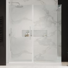 Endless 72" High x 60" Wide x 36" Deep Hinged Semi Frameless Shower Enclosure with Clear Glass