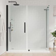 Endless 72" High x 59-13/16" Wide x 34-1/2" Deep Hinged Semi Frameless Shower Enclosure with Clear Glass