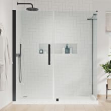 Endless 72" High x 61-3/4" Wide x 34-1/2" Deep Hinged Semi Frameless Shower Enclosure with Clear Glass
