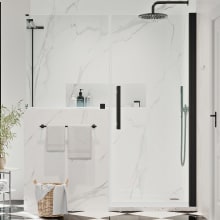 Endless 72" High x 64-1/2" Wide x 30-13/16" Deep Hinged Semi Frameless Shower Enclosure with Clear Glass