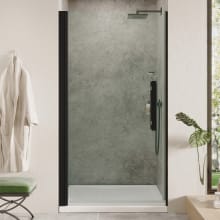 Endless 74-3/4" High x 33" Wide Hinged Semi Frameless Shower Door with Clear Glass