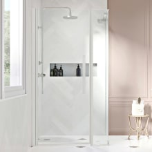 Endless 72" High x 44-1/8" Wide x 32-1/2" Deep Hinged Semi Frameless Shower Enclosure with Clear Glass