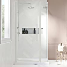 Endless 72" High x 48" Wide x 34" Deep Hinged Semi Frameless Shower Enclosure with Clear Glass