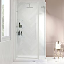 Endless 72" High x 48" Wide x 36" Deep Hinged Semi Frameless Shower Enclosure with Clear Glass