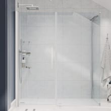 Endless 72" High x 65-3/8" Wide x 30-1/2" Deep Hinged Semi Frameless Shower Enclosure with Clear Glass