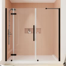 Endless 72" High x 69-3/8" Wide Hinged Semi Frameless Shower Enclosure with Clear Glass