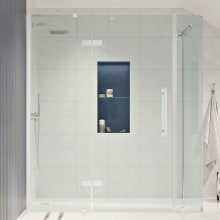 Endless 72" High x 56-13/16" Wide x 32-3/16" Deep Hinged Semi Frameless Shower Enclosure with Clear Glass