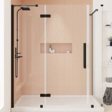 Endless 72" High x 60" Wide x 34" Deep Hinged Semi Frameless Shower Enclosure with Clear Glass