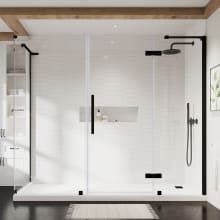 Endless 72" High x 80-1/8" Wide x 32-3/16" Deep Hinged Semi Frameless Shower Enclosure with Clear Glass