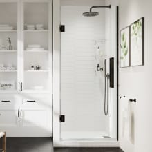 Endless 72" High x 24-11/16" Wide Hinged Semi Frameless Shower Door with Clear Glass