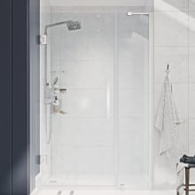 Endless 72" High x 37-1/16" Wide Hinged Semi Frameless Shower Enclosure with Clear Glass
