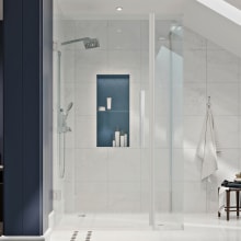 Endless 72" High x 35-13/16" Wide x 32-13/16" Deep Hinged Semi Frameless Shower Enclosure with Clear Glass