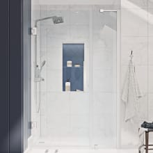 Endless 72" High x 39-1/16" Wide x 2" Deep Hinged Semi Frameless Shower Enclosure with Clear Glass