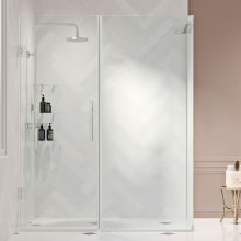 Endless 72" High x 53-1/8" Wide x 34-13/16" Deep Hinged Semi Frameless Shower Enclosure with Clear Glass