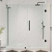 Endless 72" High x 57-1/16" Wide x 32-13/16" Deep Hinged Semi Frameless Shower Enclosure with Clear Glass