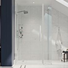 Endless 72" High x 43-7/8" Wide x 32-13/16" Deep Hinged Semi Frameless Shower Enclosure with Clear Glass