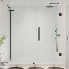 Endless 72" High x 59-1/8" Wide x 30-13/16" Deep Hinged Semi Frameless Shower Enclosure with Clear Glass