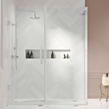 Endless 72" High x 61-1/8" Wide x 34-13/16" Deep Hinged Semi Frameless Shower Enclosure with Clear Glass