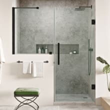 Endless 72" High x 55-3/16" Wide Hinged Semi Frameless Shower Enclosure with Clear Glass