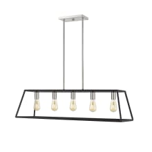 Agnes 5 Light 38" Wide LED Wrought Iron Linear Chandelier
