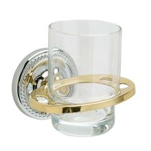 Zinc Toothbrush and Tumbler Holder with Glass Tumbler from the La Quinta Collection