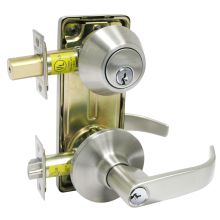 Solid Brass Double Locking Interconnected Grade 2 Commercial Door Lever Set from the Daytona Collection