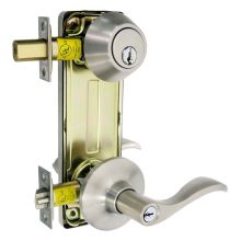 Solid Brass Double Locking Interconnected Grade 2 Commercial Door Lever Set from the Newport Collection